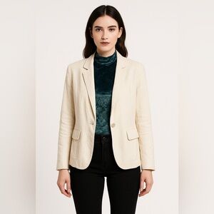 Cato Beige Linen Blazer Women’s 14/16W – Single Button Coastal Beach Lagenlook
